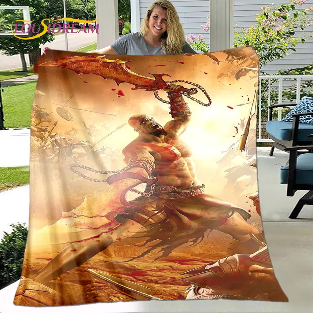 God of War Spiel Spieler Weiche Plüschdecke, Flanelldecke Überwurfdecke für Wohnzimmer Schlafzimmer Bett Sofa Picknick Abdeckung Bettdecke
