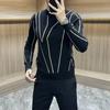 Men's Winter Jacquard Knit Sweater - Casual Round Neck, Long Sleeve, Korean Style, Light Luxury Top
