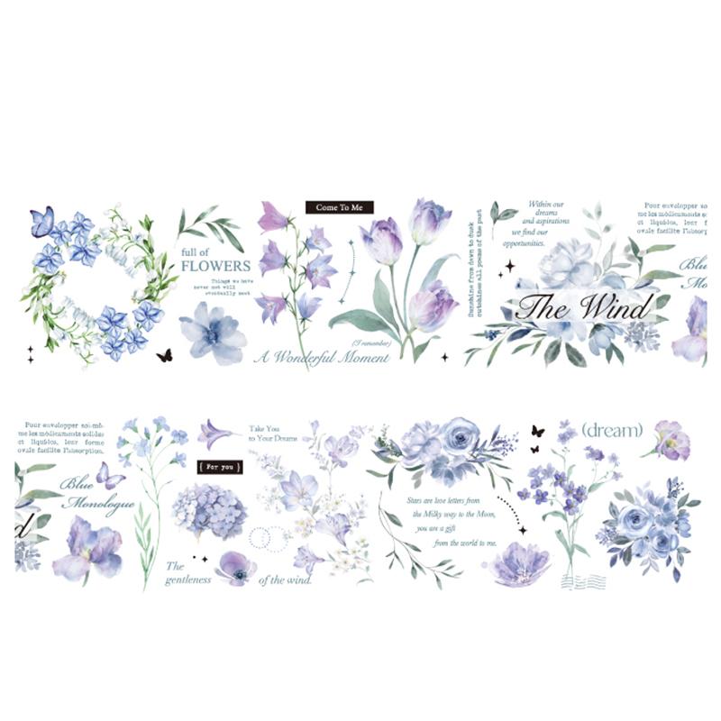 200cm/roll PET Tape Garland Tape Flower Theme Notebook Journal Border Collage Material DIY Mobile Greeting Card Cup Decoration