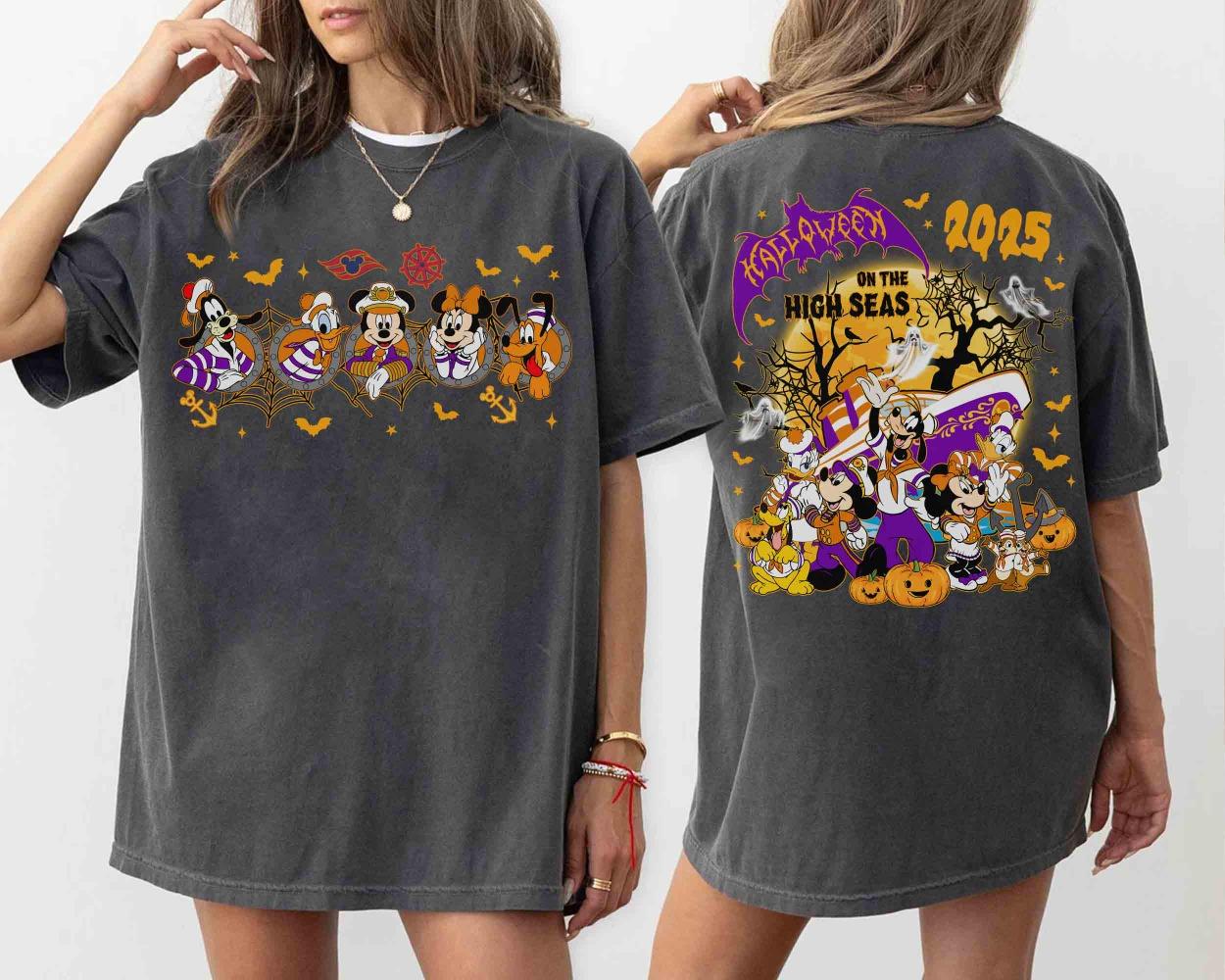 Mickey Friends Halloween on The High Seas Tshirt Disney Wish Fantasy Magic 2025 Matching Tee Family Halloween Cruise Trip S
