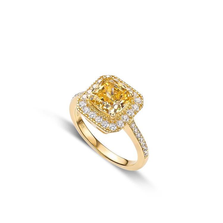 Flash Ice Flower Cut Sugar Cube Set Necklace High Carbon Diamond Pendant Yellow Diamond Ring Luxury Full Diamond Color Treasure Earrings Women