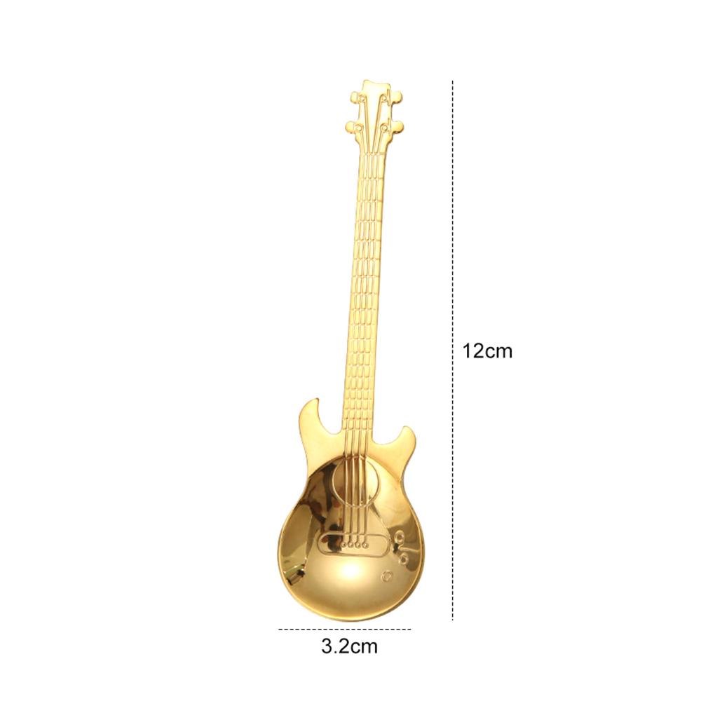 304 stainless steel guitar spoon coffee spoon stirring spoon titanium ice bar music bar spoon creative gift spoon Gold