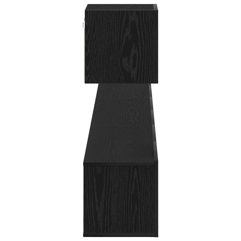 Wall Mounted TV Cabinet Set in Black Oak Effect Made of Wood Based Material