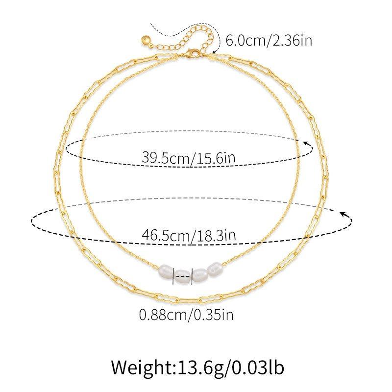 Double Layered Freshwater Pearl Necklace European Style Gold Temperament Necklace For Women