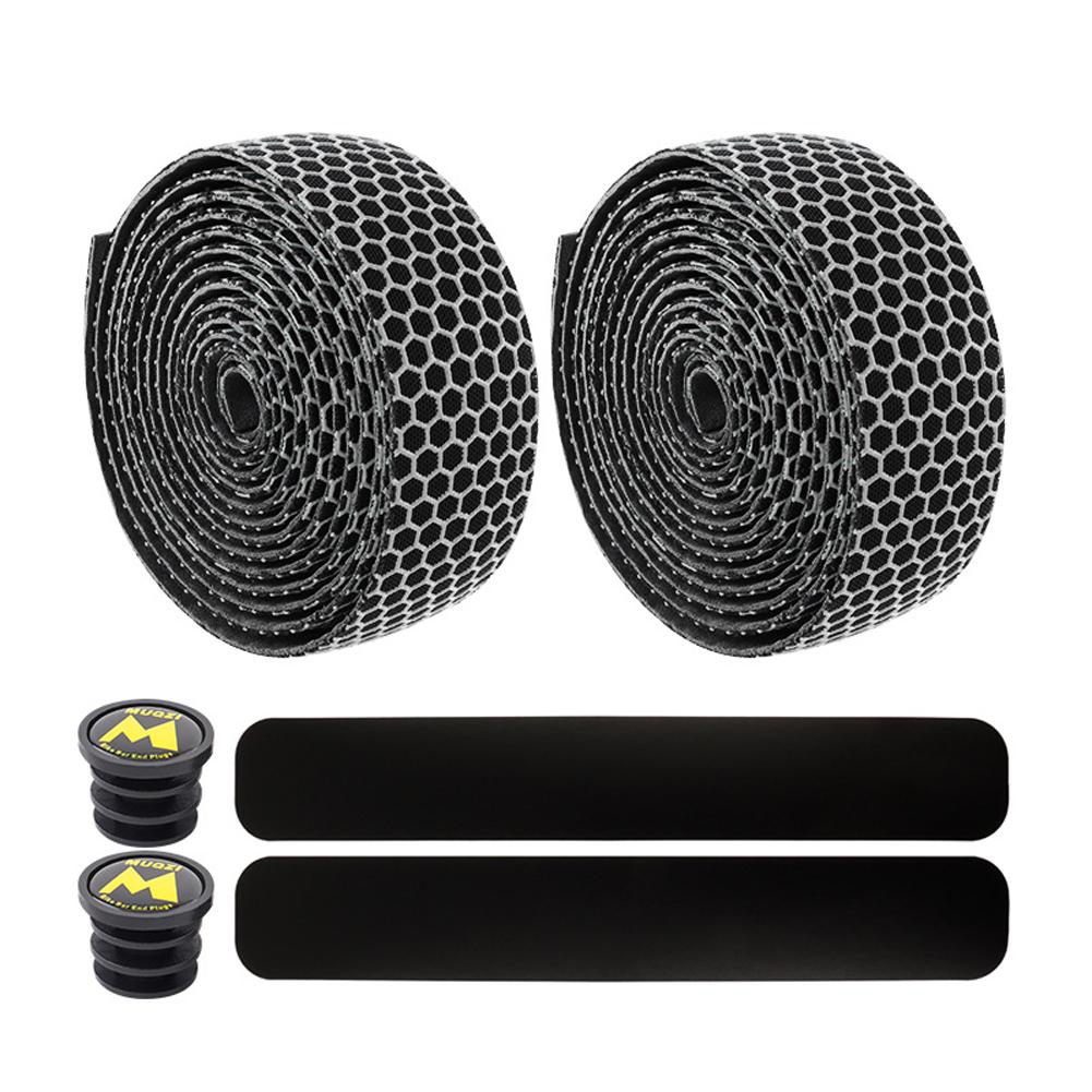 1 Pair Bicycle Handlebar Tape With Bar End Plugs Anti-slip Shock Absorption Handle Bar Wrap Cycling Accessories White #1