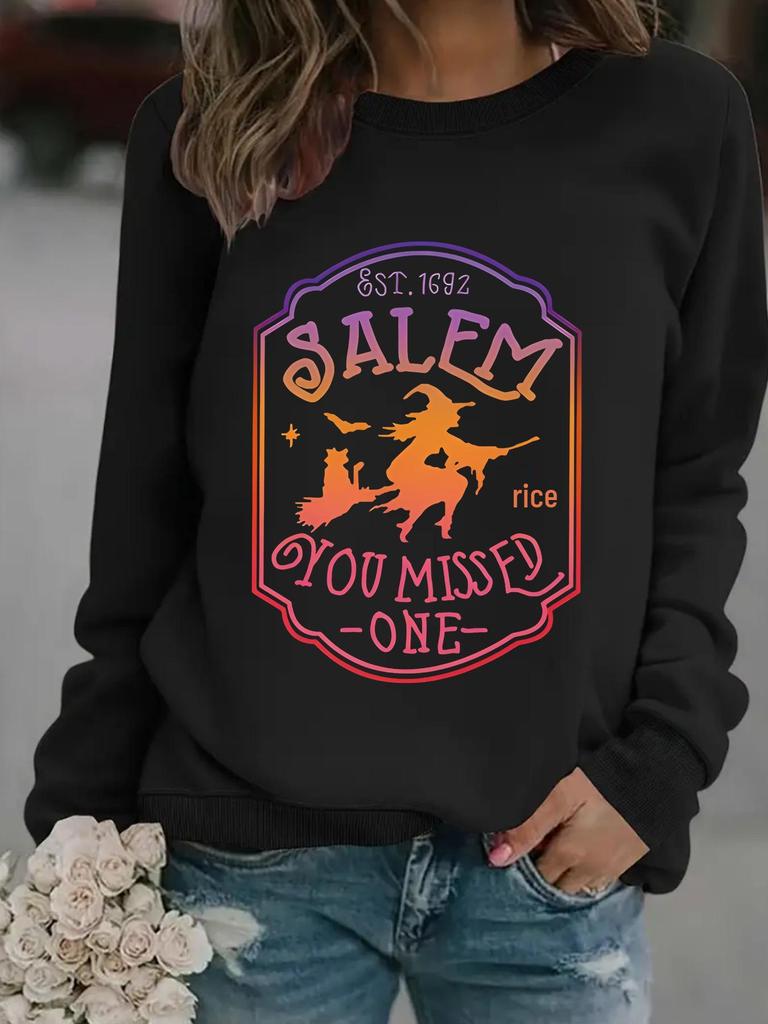 Autumn/Winter Women's Long-Sleeve Salem Witch Pullover Hoodie