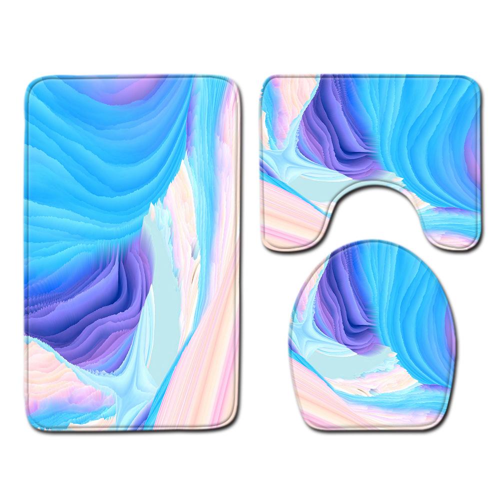 Gradual Change Pattern Toilet Floor Mat Three-Piece Bathroom Three-Piece Carpet Door Mat