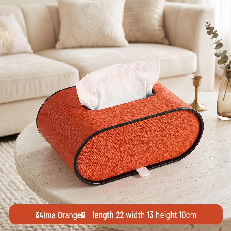 Elegant Leather Tissue Box for Home and Car – Oval Design for Easy Pull-Out