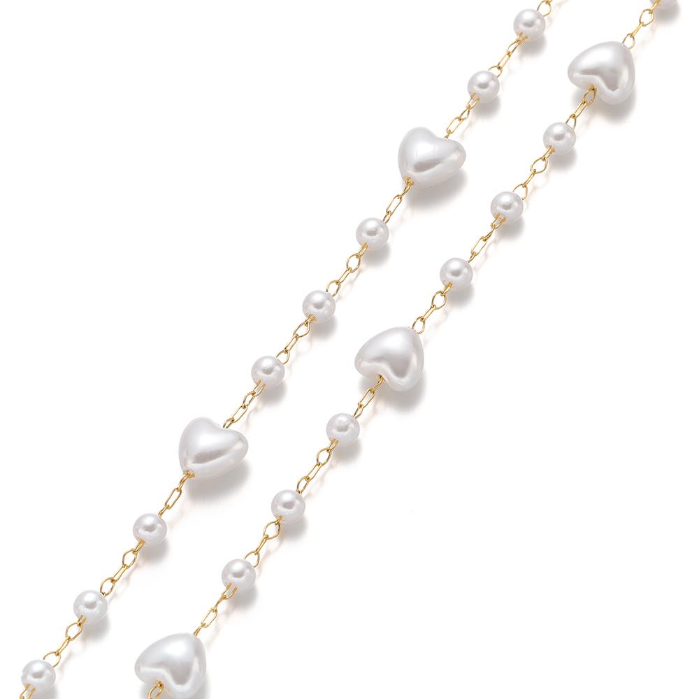 1 Meter Stainless Steel Heart Oval Beads Artificial Pearl Chains for DIT Jewelry Making Exquisite Necklace Bracelet Supplies