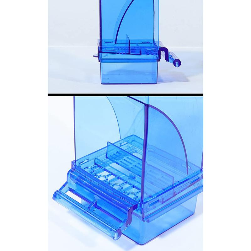 თუთიყუში საკვების ყუთი ნაპერწკლების საწინააღმდეგო რკალის ფორმის თვითმმართველობის მოცურების დიზაინი ავტომატური მიმწოდებლის კვების დისპენსერი Pet Bird