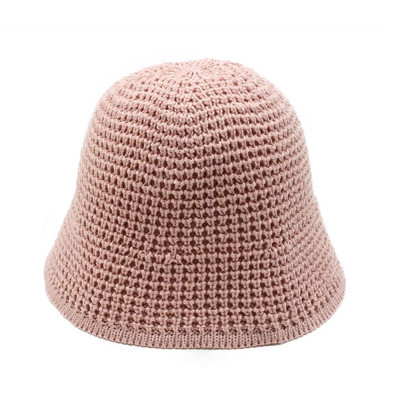 Female Summer Beach Sunshade Sunscreen Hat Knitted Sun Hat Hollow Versatile Face Small Bucket Hat
