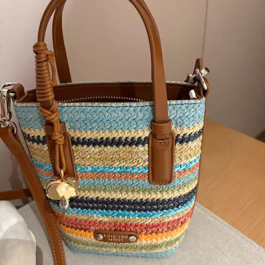 Nanfeng Versatile Trend Pana Holiday Bucket Bag Women's 2025 New Summer Hand Woven Bag Crossbody Bag