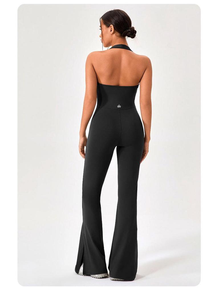Women's Open Back Yoga Jumpsuit: Butt-Lifting Micro Flare Pants with Bare Feel Fit
