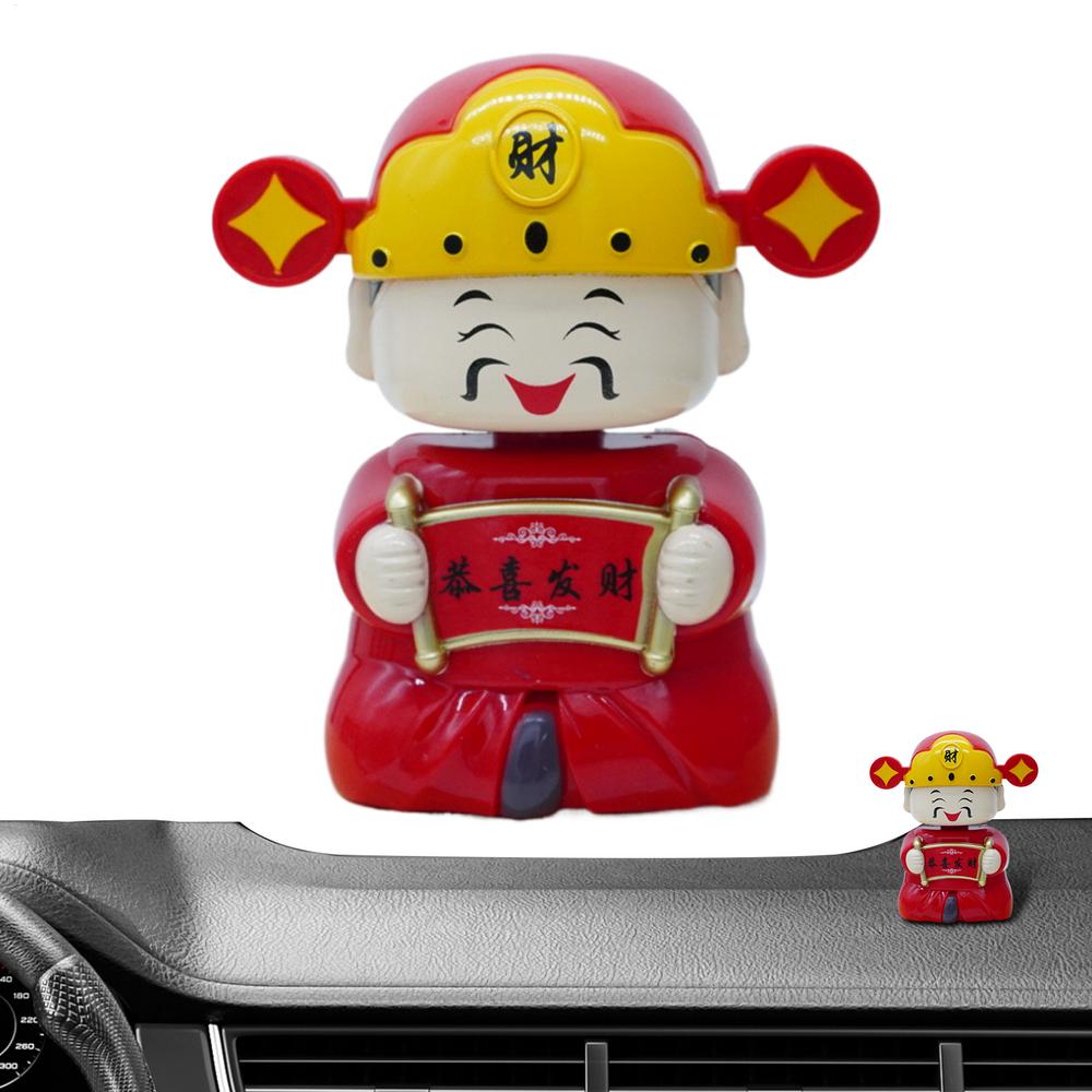 

Декор бога богатства Кивающий Бог Богатства Приборная панель Кивающий Солнечная Статуя Радость от Дорожного Путешествия Автомобильная Отделка Для Длительной Поездки Или Повседневной