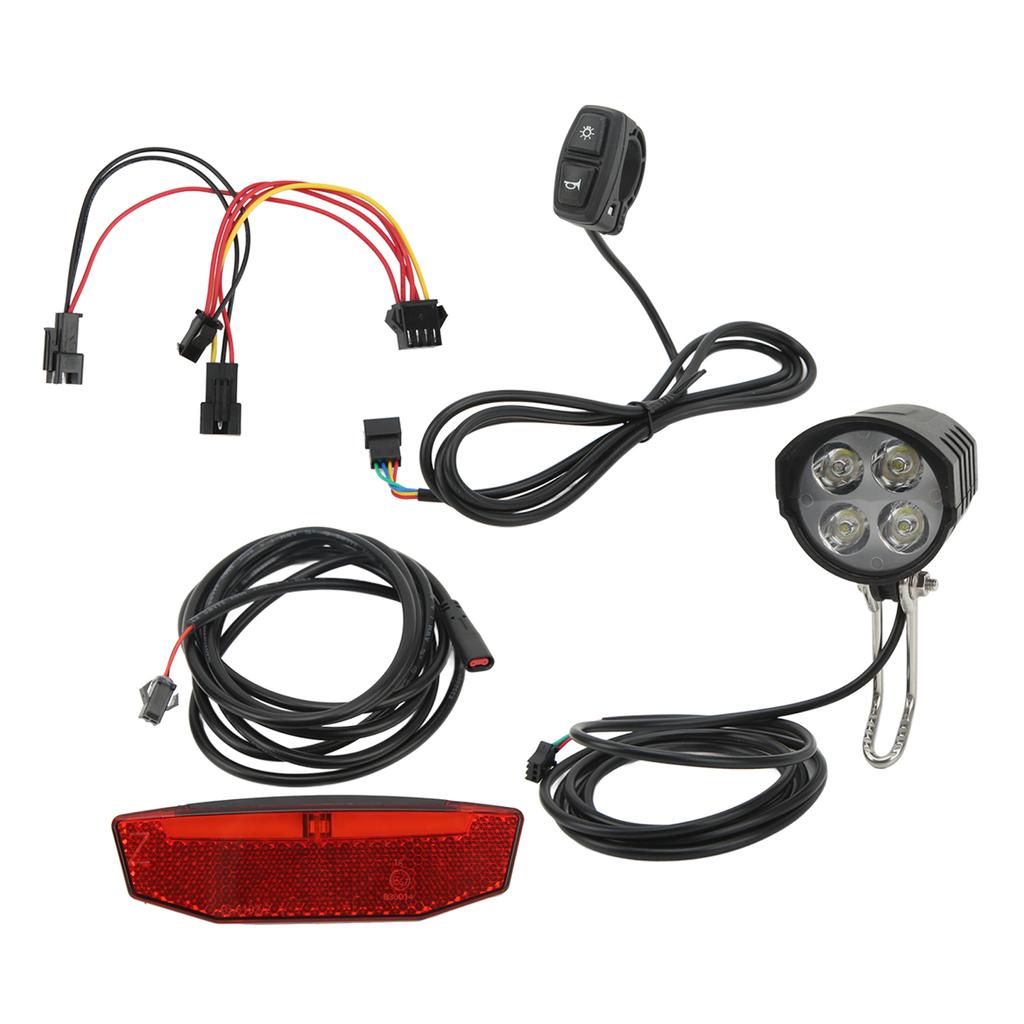 Electric Bicycle Front Rear Light Set Electric Bike Headlight Tail Light Kit with Connection Wires