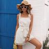 2026 Women's Sleeveless Ruched Waist Jumpsuit: Casual Shorts with Open Back and Suspenders