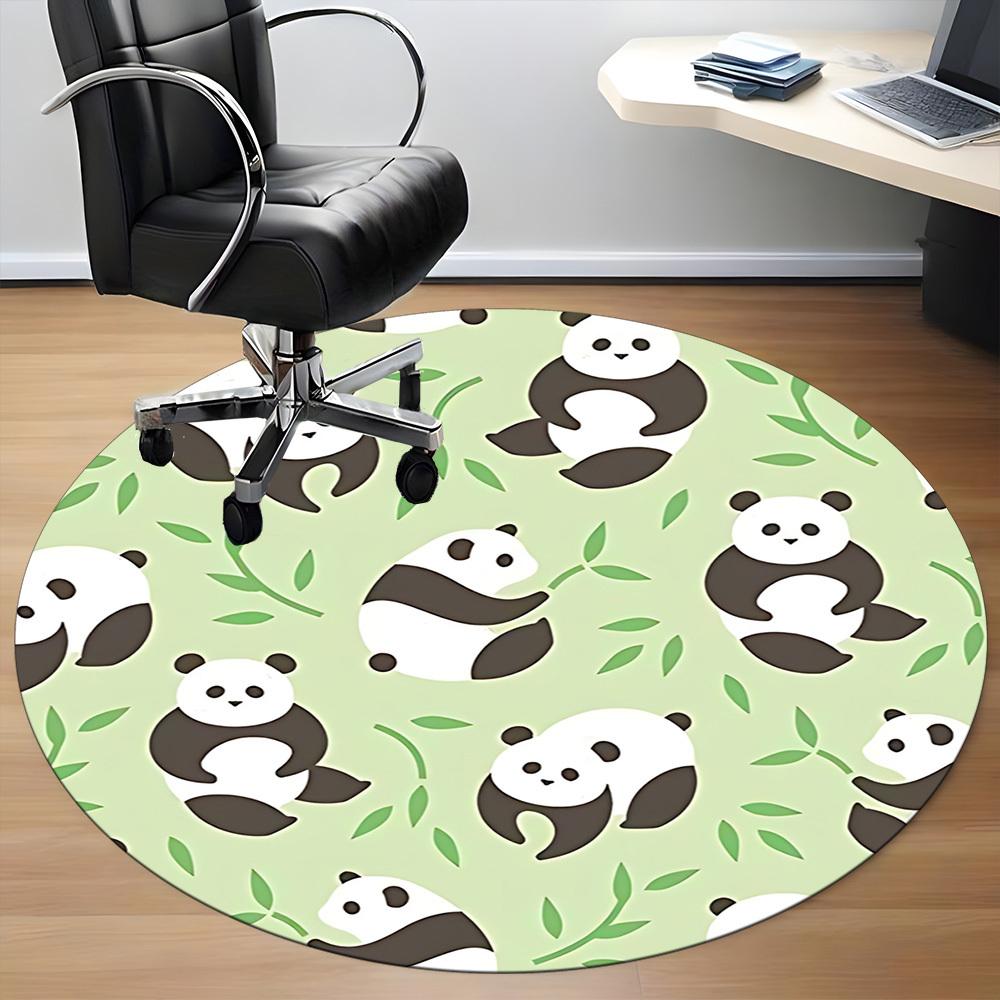 1pc Panda Bamboo Office Round Area Rug, Indoor Mat Suitable For Office, Under Office Chairs Bedroom Living Room Home Decor, Room Deco