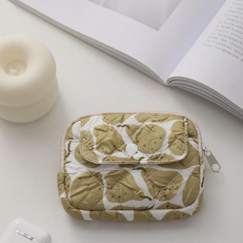 Striped Polka Dot Quilted Cotton Mini Coin and Makeup Purse