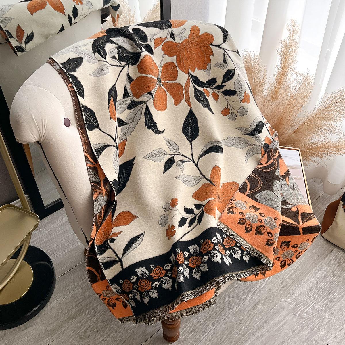 

Retro scarf flower temperament versatile shawl fashion jacquard outer cape scarf women s warm scarf 185x65cm