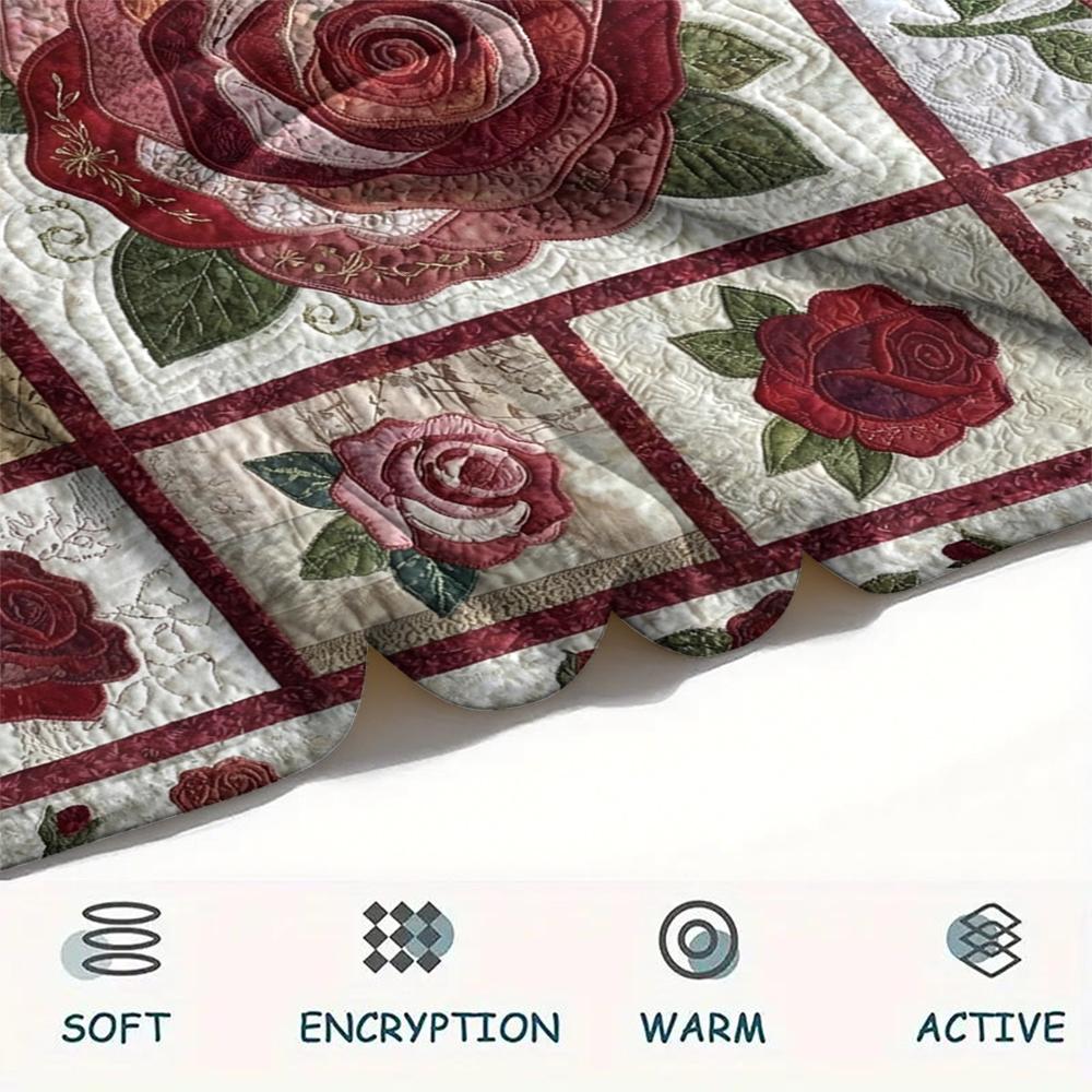 Rose Flower Print Flannel Blanket, High quality Comfortable for All Seasons, Home Decor, Warmth and Comfort, Perfect for Christmas Gifts101
