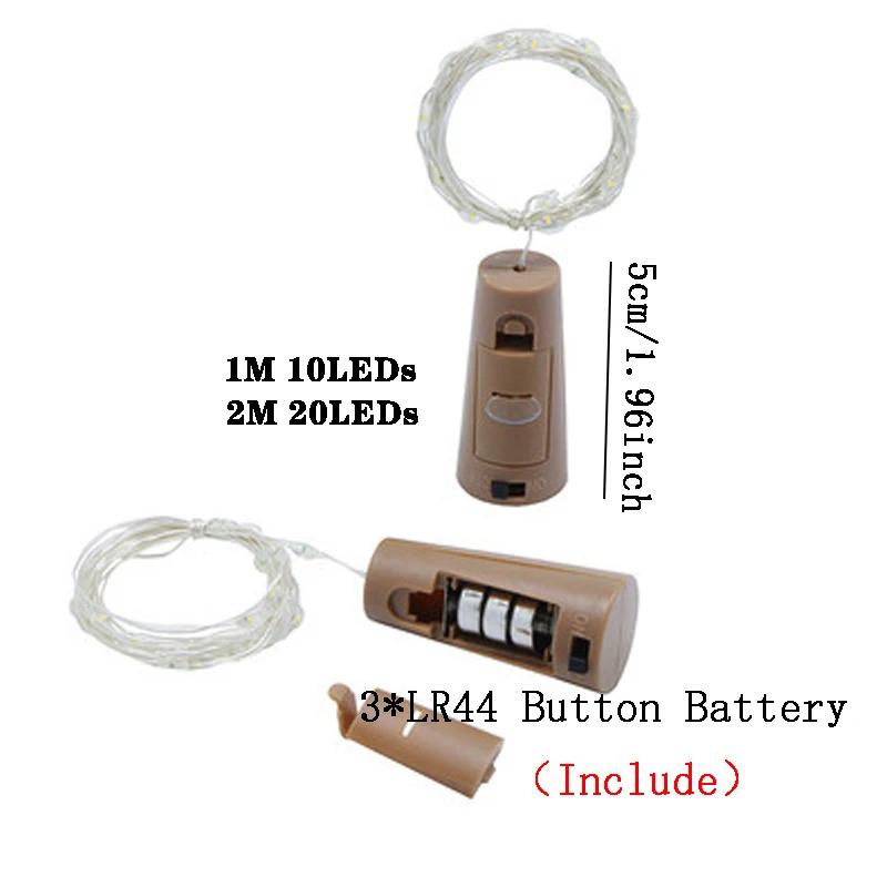 Bar LED Wine Bottle Cork 1M 2M String Lights Christmas Decoration Led Lamp Bottle Fairy Lights Holiday Copper Wire Lights String