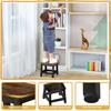 IBUYKE Step Stool, Step Stool, Footstool with Non-Slip Backrest, Wooden Chair for Kids, Bedroom, Bathroom, Living Room, Kitchen, Brown, Depth 25.5cm,