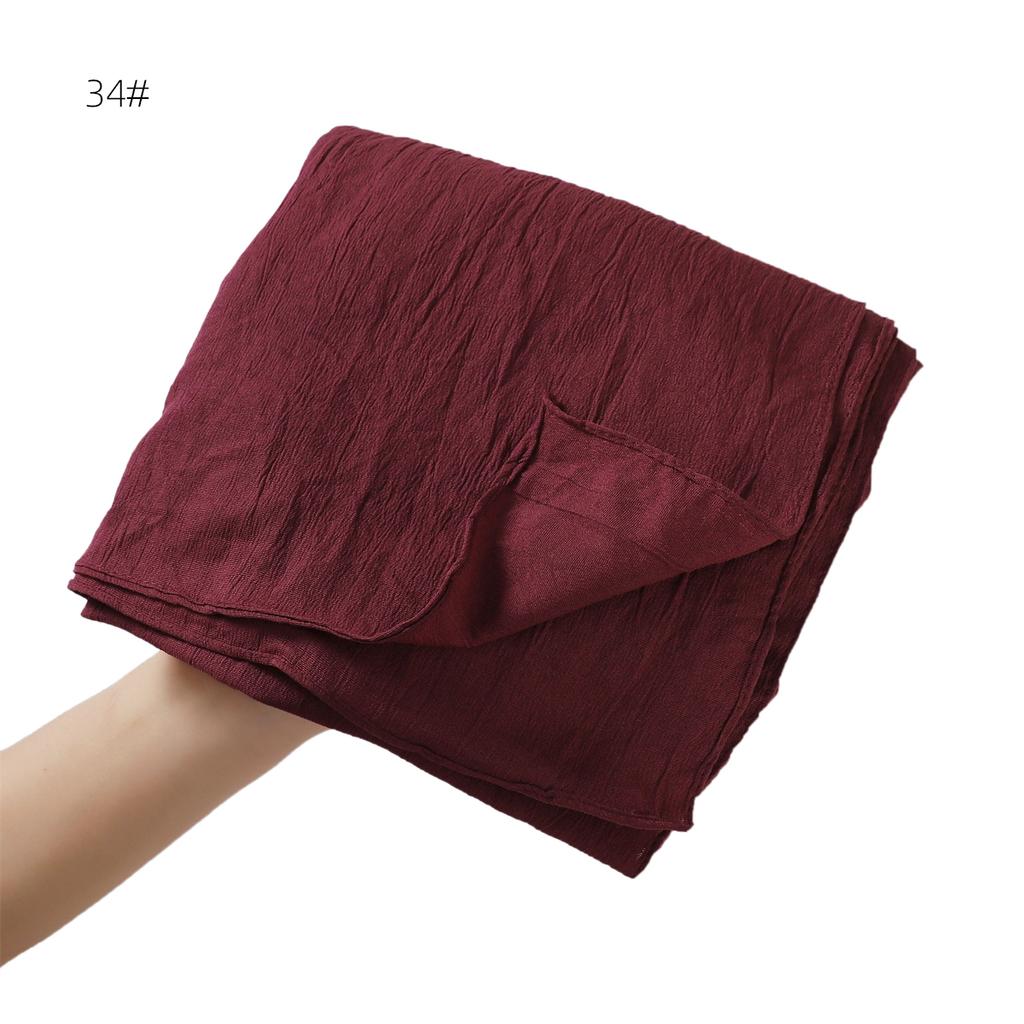 High Quality Breathable Elastic Wrinkle Long Scarf Women Plain Color Polyester Crinkle Soft Hijab Muslim Ladies Turban Headwraps