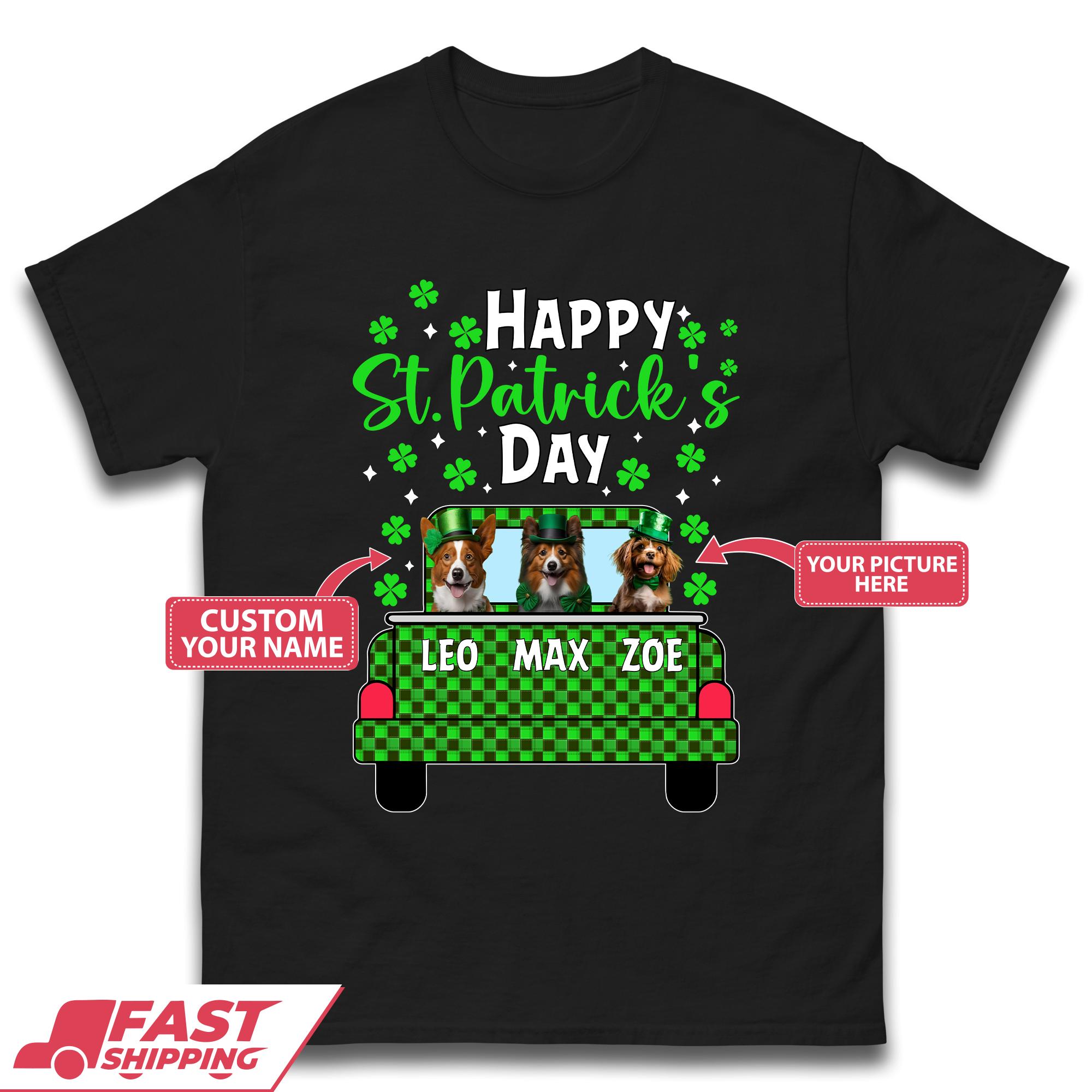 Personalised Dog St. Patrick s Day Mens T-Shirt Womens Tops Tees S