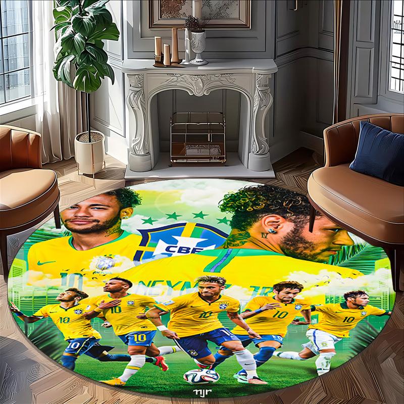 1pc Neymar17 Carpet, Round Rug, Comfortable, Suitable for Entryways, Living Rooms, Office, And Bedrooms, Christmas Decoration