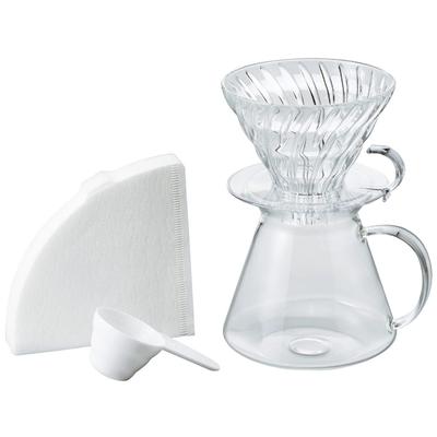 V60 stiklinis alaus rinkinys Praktinė talpa 600 ml Serveris 1–4 puodeliams skaidrus Pagaminta Japonijoje S-VGBK-02-T