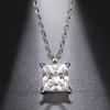 Ladies' Simple Square Pendant Necklace, Square Synthetic Zircon Inlay, Elegant Jewelry for Daily Wear Collarbone Chain, Birthday Gift