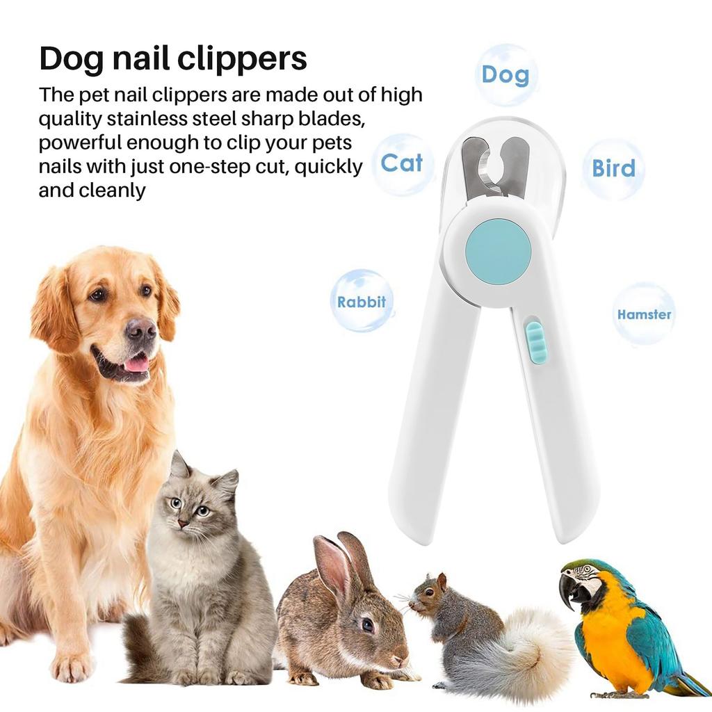 Cat Dog Nail Clippers And Trimmer, Pet Nail Clippers With LED Light To Avoid Over-Cutting, Nail File & Razor