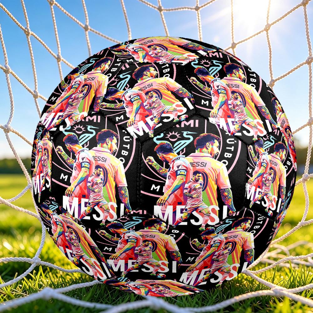 1pc Messi Miami Soccer Ball Size 5, Machine-stitched, Suitable for Practice Matches/tournament Training for Sports, Lightweight and Durable. C7012