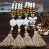 Bohemian Accessories Tassel Sweater Chain Necklace Women's String Wood Bead Long Necklace Jewelry