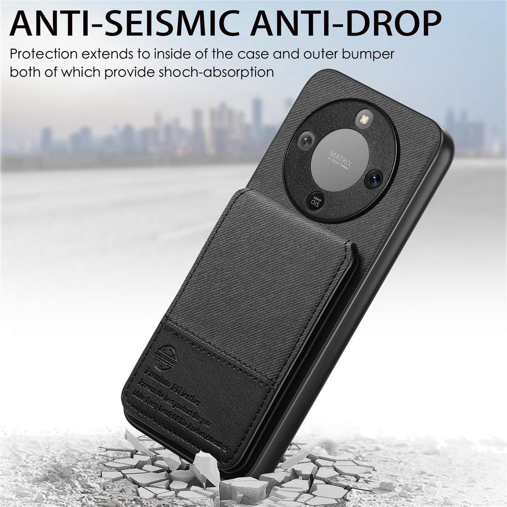 Phone Case For Honor Magic8 Lite 5G / X9d 5G / X70 5G Cloth Texture Leather + PC + TPU Cover with RFID Blocking Card Holder