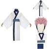 White Polyester Ryomen Sukuna Cosplay Costume With Belt And Scarf