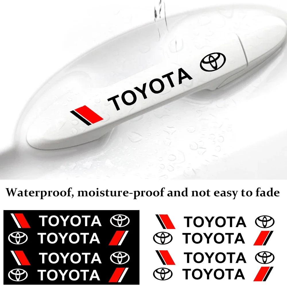 wqctu10 Car Door Handle Scratch Protection Sticker Door Handle Sticker Logo Style For Toyota C-hr Rav4 Yaris Hilux Prius Handle Sticker