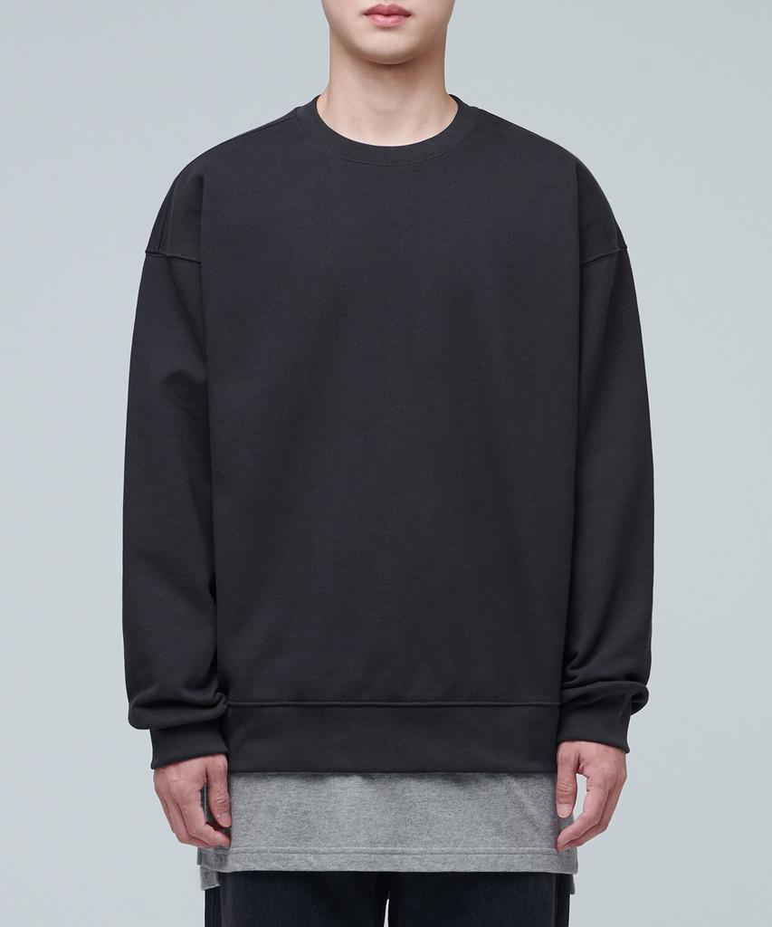MUSINSA STANDARD Layered Crew Neck Long Sleeve T-Shirt_Long Length [Medium Gray]
