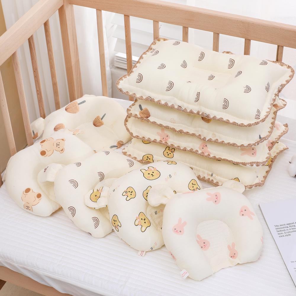 Gauze Baby Head-Shaping U-Pillow: Soft, Breathable Cotton for Infants 0-6 Months