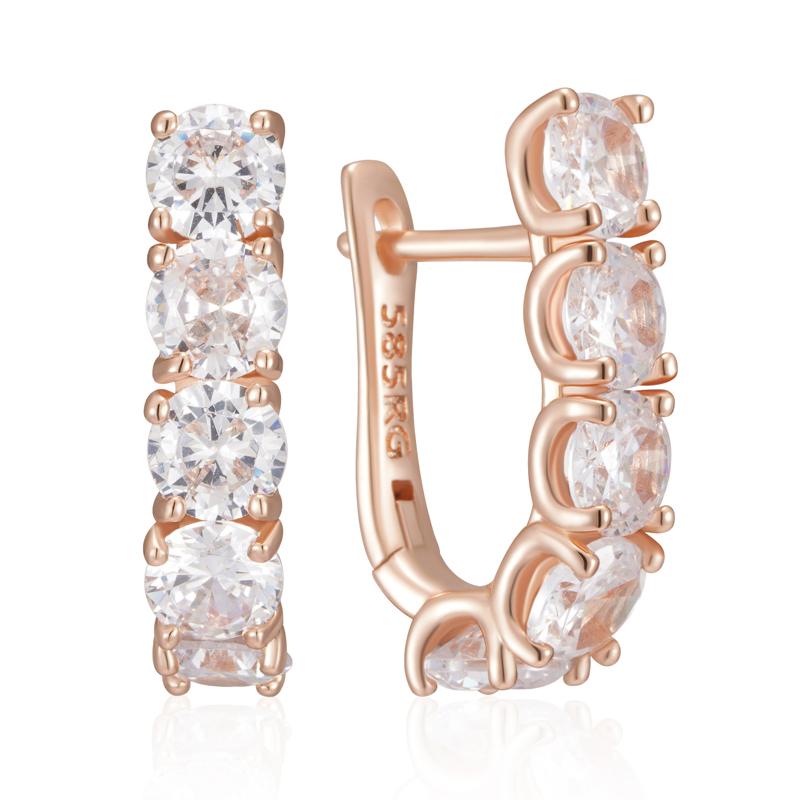 Glänzende Weiße Natürliche Zirkon Tropfenohrringe Für Frauen Luxus Roségold Farbe Täglicher Feinschmuck white