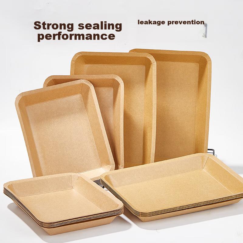 SHUANG YU Biodegradable Disposable Plates, 750ml*20 Pieces, Kraft Paper Plates for Barbecue, Dining, Snacks And Fruits