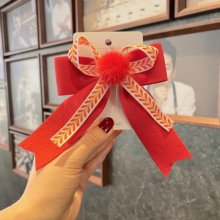 Korean Style Bow Hair Clip for Kids – Big Fabric Knot Hairpin & Leaf Ribbon Accessory