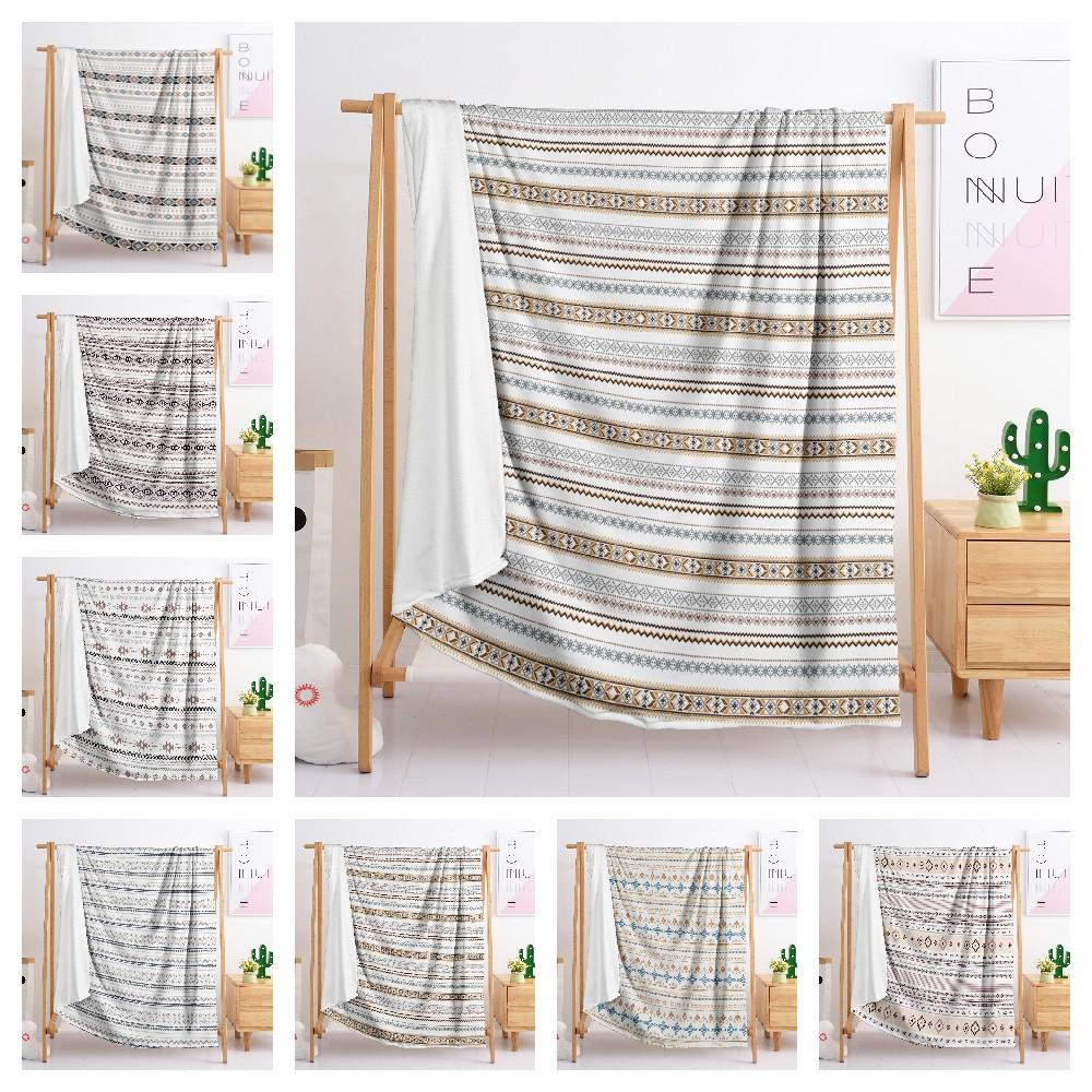 Blanket Flannel Blanket Bohemian Stripe Geometric 3D Digital Printing Blanket Cover Blanket