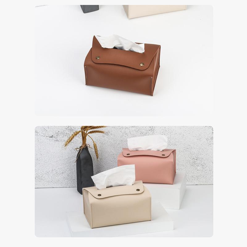 1Pcs Household Pu Leather Tissue Box Desktop Decoration Suitable For Dining Room Living Room Kitchen Tissue Storage Box