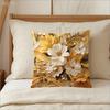 2D Luxury Golden White Flower Pillow Cover Elegant Floral Print Cushion Case For Sofa Couch Modern Boho Home Decor Gift