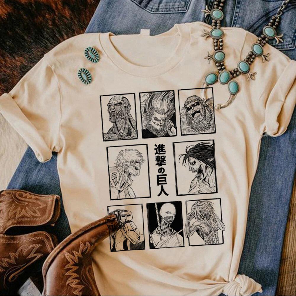 

Shingeki No Kyojin top tees Women 80s Grunge Retro Pastel t shirt Breathable Colorful Classic 80s Graphic anime S