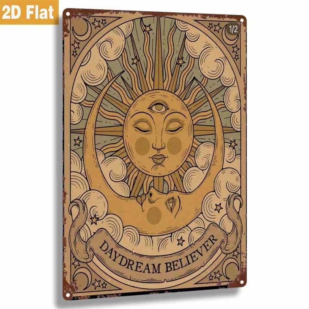 Vintage Sun Moon Boho Metal Wall Art 20x30cm Home Decor Tin Sign