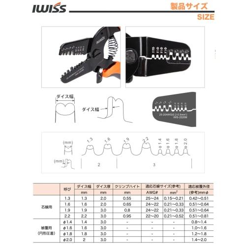 IWISS Precision Crimping Pliers for Open Barrel Terminals, 0.21-0.5mm?, QI Terminals, and Small and Medium Terminals, IWS-2520M