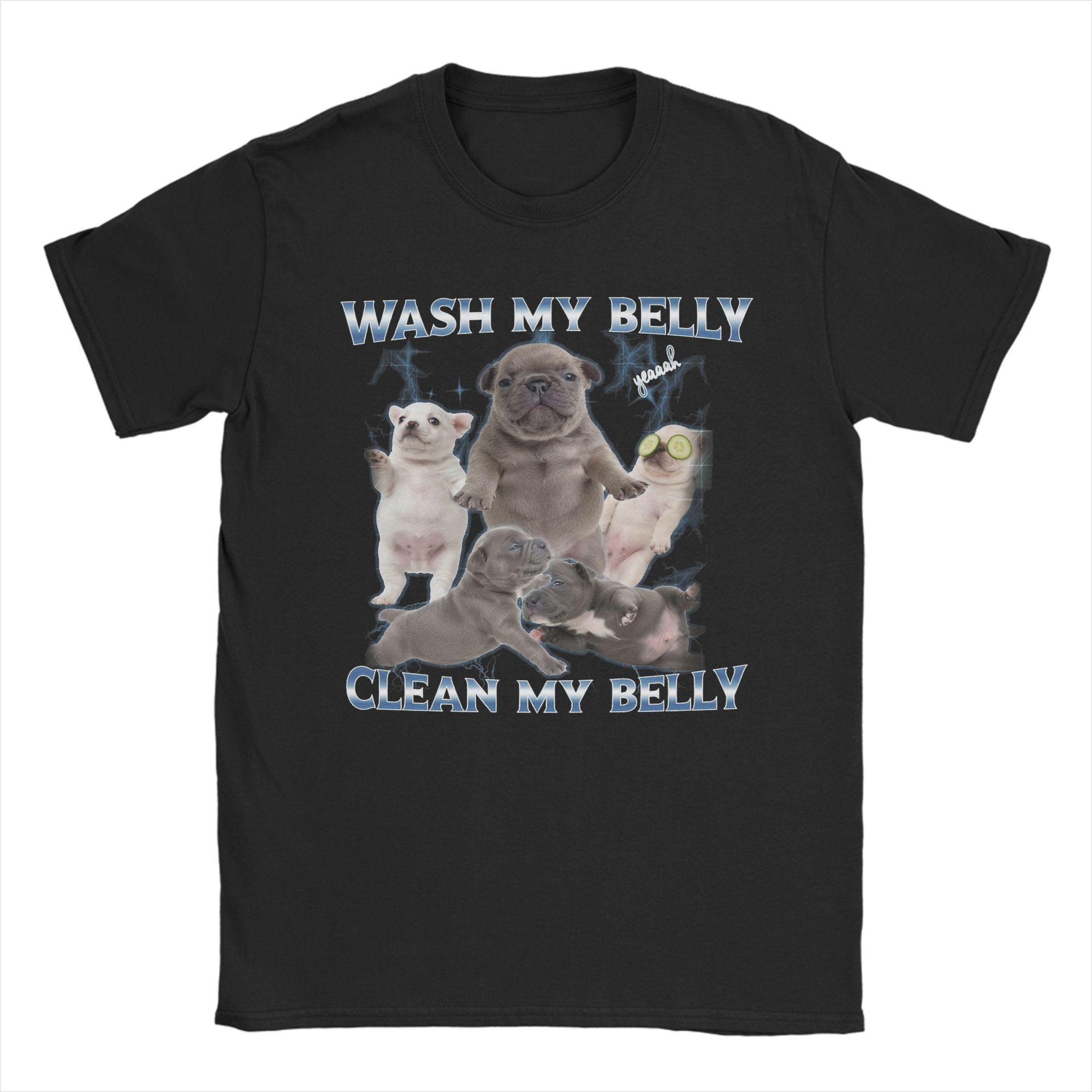 

Men Women Funny Pibble Meme Wash My Belly T Shirt Pure Cotton Print Tee Shirts Top Clothing 5XL різнокольоровий