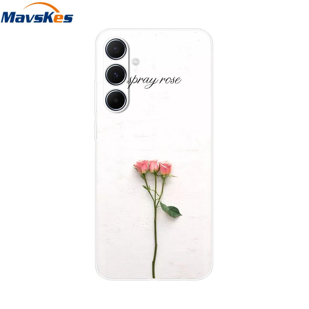 For Samsung Galaxy M35 5G Case Cute Cat Flower Painted Phone Cases For Samsung M35 Case M 35 SM-M356B Silicone Clear TPU Fundas